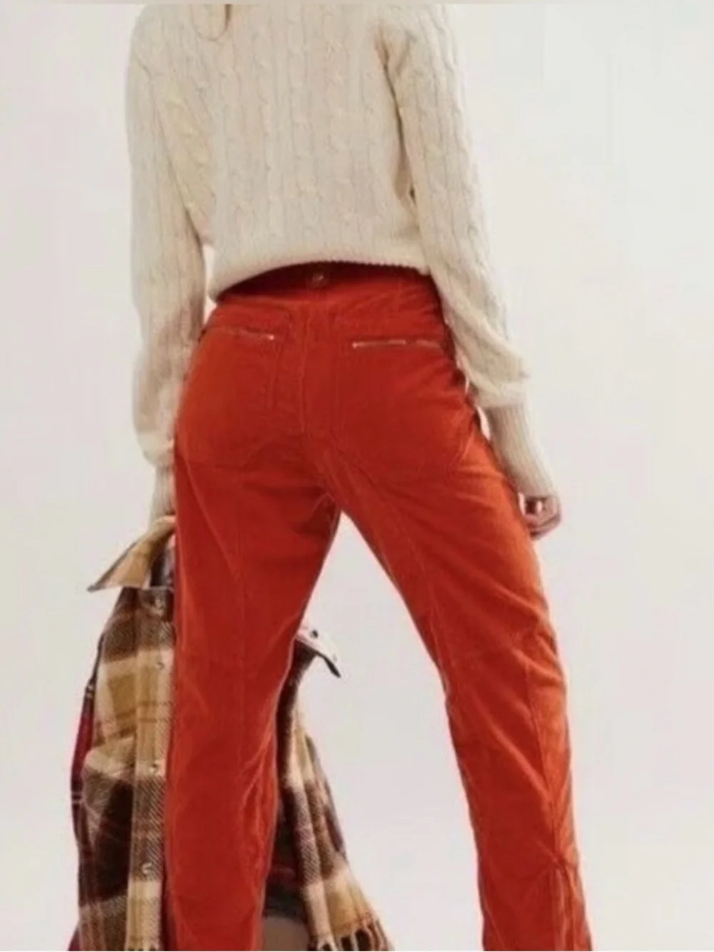 Free People NWT High Gear Rust Orange Corduroy Pants -Sz 10
